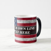 Voeg jouw tekst op Amerikaanse vlag toe Magische Mok (Voorkant rechts)