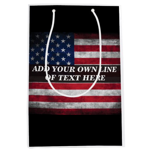 Voeg jouw tekst op Amerikaanse vlag toe Medium Cadeauzakje (Voorkant)