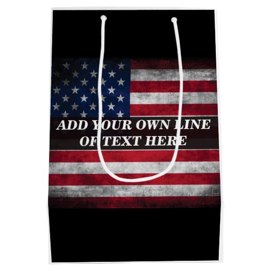 Voeg jouw tekst op Amerikaanse vlag toe Medium Cadeauzakje (Achterkant)