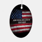 Voeg jouw tekst op Amerikaanse vlag toe Metalen Ornament (Voorkant Rechts)