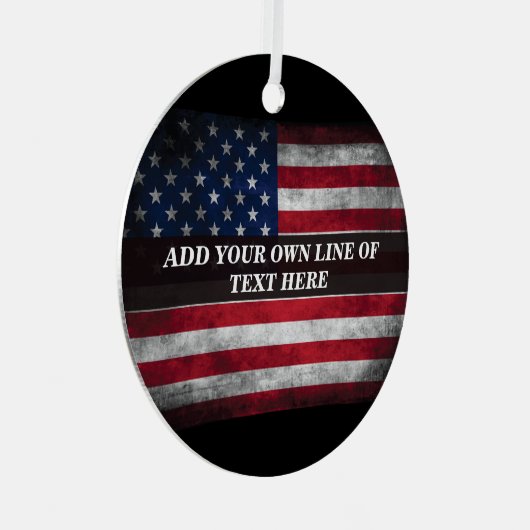 Voeg jouw tekst op Amerikaanse vlag toe Metalen Ornament (Voorkant Rechts)