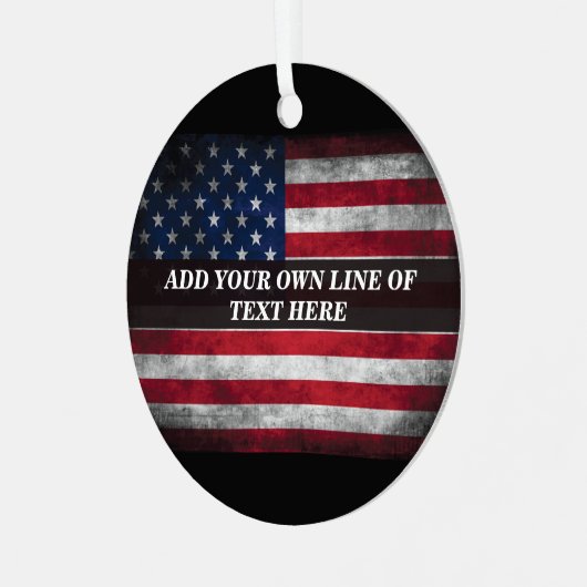 Voeg jouw tekst op Amerikaanse vlag toe Metalen Ornament (Voorkant links)