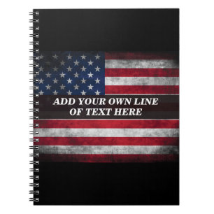 Voeg jouw tekst op Amerikaanse vlag toe Notitieboek