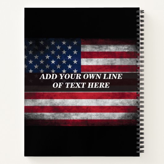 Voeg jouw tekst op Amerikaanse vlag toe Notitieboek (Achterkant)