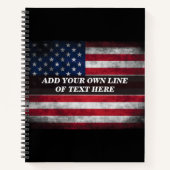 Voeg jouw tekst op Amerikaanse vlag toe Notitieboek (Voorkant)