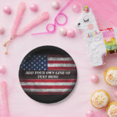 Voeg jouw tekst op Amerikaanse vlag toe Papieren Bordje (Feest)