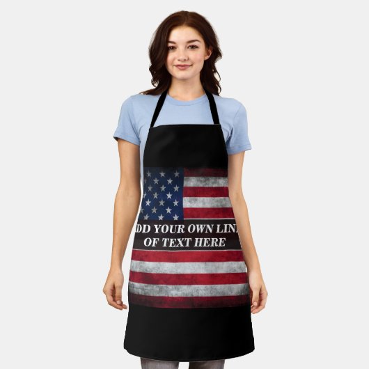 Voeg jouw tekst op Amerikaanse vlag toe Schort (Gedragen)