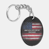 Voeg jouw tekst op Amerikaanse vlag toe Sleutelhanger (Voorkant Links)