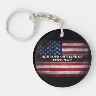 Voeg jouw tekst op Amerikaanse vlag toe Sleutelhanger