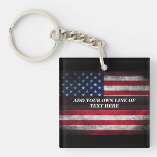 Voeg jouw tekst op Amerikaanse vlag toe Sleutelhanger
