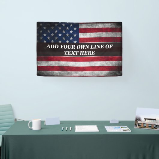 Voeg jouw tekst op Amerikaanse vlag toe Spandoek (Beurs)