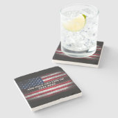 Voeg jouw tekst op Amerikaanse vlag toe Stenen Onderzetter (Zijkant)