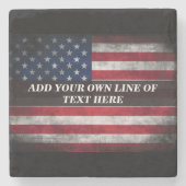 Voeg jouw tekst op Amerikaanse vlag toe Stenen Onderzetter (Voorkant)