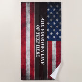 Voeg jouw tekst op Amerikaanse vlag toe Strandlaken (Voorkant)