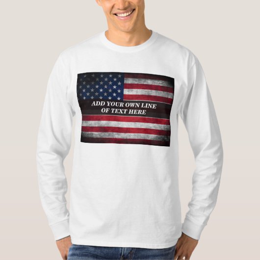Voeg jouw tekst op Amerikaanse vlag toe T-shirt (Voorkant)