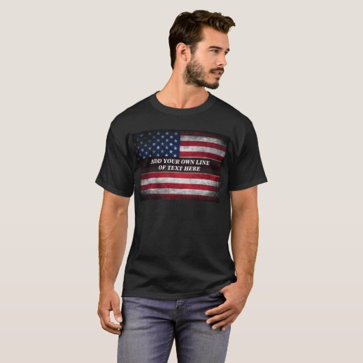 Voeg jouw tekst op Amerikaanse vlag toe T-shirt (Voorkant volledig)