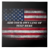 Voeg jouw tekst op Amerikaanse vlag toe Tegeltje (Voorkant)