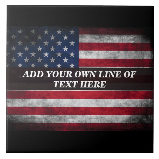 Voeg jouw tekst op Amerikaanse vlag toe Tegeltje (Voorkant)