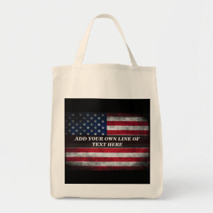 Voeg jouw tekst op Amerikaanse vlag toe Tote Bag