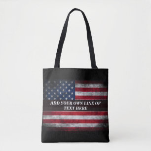 Voeg jouw tekst op Amerikaanse vlag toe Tote Bag