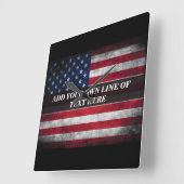 Voeg jouw tekst op Amerikaanse vlag toe Vierkante Klok (Hoek)