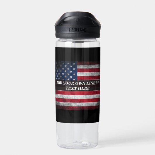 Voeg jouw tekst op Amerikaanse vlag toe Waterfles (Achterkant)