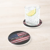 Voeg jouw tekst op Amerikaanse vlag toe Zandsteen Onderzetter (Zijkant)