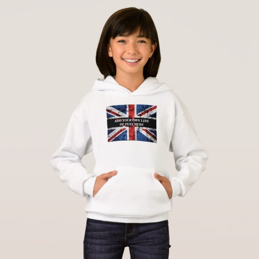 Voeg jouw tekst op het Engelse vlag Sierkussen toe (Voorkant volledig)