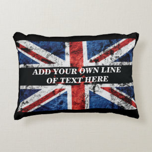 Voeg jouw tekst op het Engelse vlag Sierkussen toe Accent Kussen