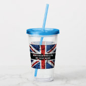 Voeg jouw tekst op het Engelse vlag Sierkussen toe Acryl Drinkbeker (Achterkant)