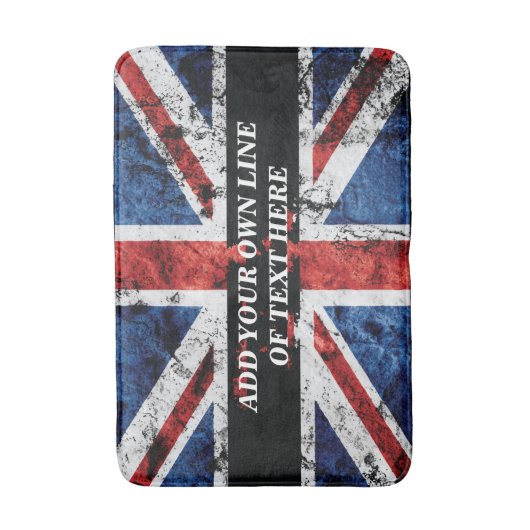 Voeg jouw tekst op het Engelse vlag Sierkussen toe Badmat (Voorkant Verticaal)