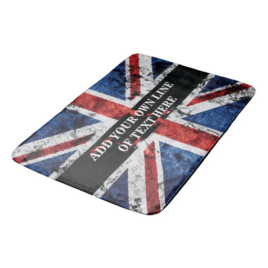 Voeg jouw tekst op het Engelse vlag Sierkussen toe Badmat (Gekanteld)