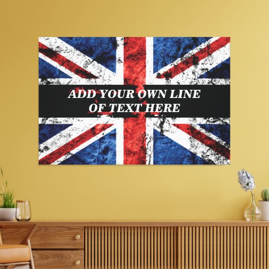 Voeg jouw tekst op het Engelse vlag Sierkussen toe Canvas Afdruk (Insitu (Woonkamer))