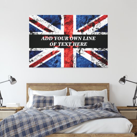 Voeg jouw tekst op het Engelse vlag Sierkussen toe Canvas Afdruk (Insitu (Slaapkamer))
