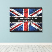 Voeg jouw tekst op het Engelse vlag Sierkussen toe Canvas Afdruk (Insitu (Houten vloer))