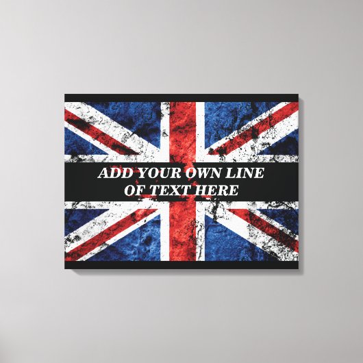 Voeg jouw tekst op het Engelse vlag Sierkussen toe Canvas Afdruk (Voorkant)