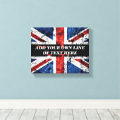 Voeg jouw tekst op het Engelse vlag Sierkussen toe Canvas Afdruk (Insitu (Houten vloer))