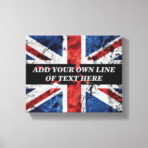 Voeg jouw tekst op het Engelse vlag Sierkussen toe Canvas Afdruk