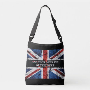 Voeg jouw tekst op het Engelse vlag Sierkussen toe Crossbody Tas