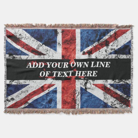 Voeg jouw tekst op het Engelse vlag Sierkussen toe Deken (Voorkant)