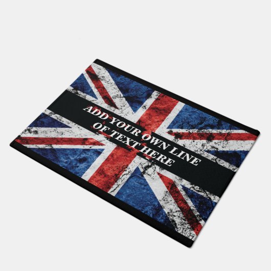Voeg jouw tekst op het Engelse vlag Sierkussen toe Deurmat (Schuin)