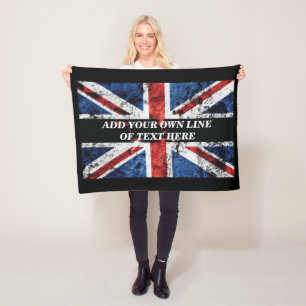 Voeg jouw tekst op het Engelse vlag Sierkussen toe Fleece Deken