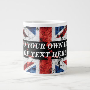 Voeg jouw tekst op het Engelse vlag Sierkussen toe Grote Koffiekop