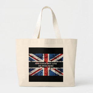 Voeg jouw tekst op het Engelse vlag Sierkussen toe Grote Tote Bag