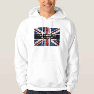 Voeg jouw tekst op het Engelse vlag Sierkussen toe Hoodie
