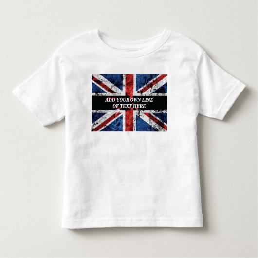 Voeg jouw tekst op het Engelse vlag Sierkussen toe Kinder Shirts (Voorkant)