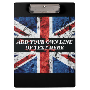 Voeg jouw tekst op het Engelse vlag Sierkussen toe Klembord