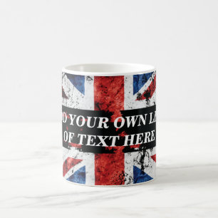 Voeg jouw tekst op het Engelse vlag Sierkussen toe Koffiemok