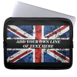 Voeg jouw tekst op het Engelse vlag Sierkussen toe Laptop Sleeve