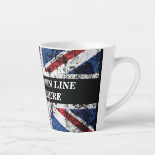 Voeg jouw tekst op het Engelse vlag Sierkussen toe Latte Mok
